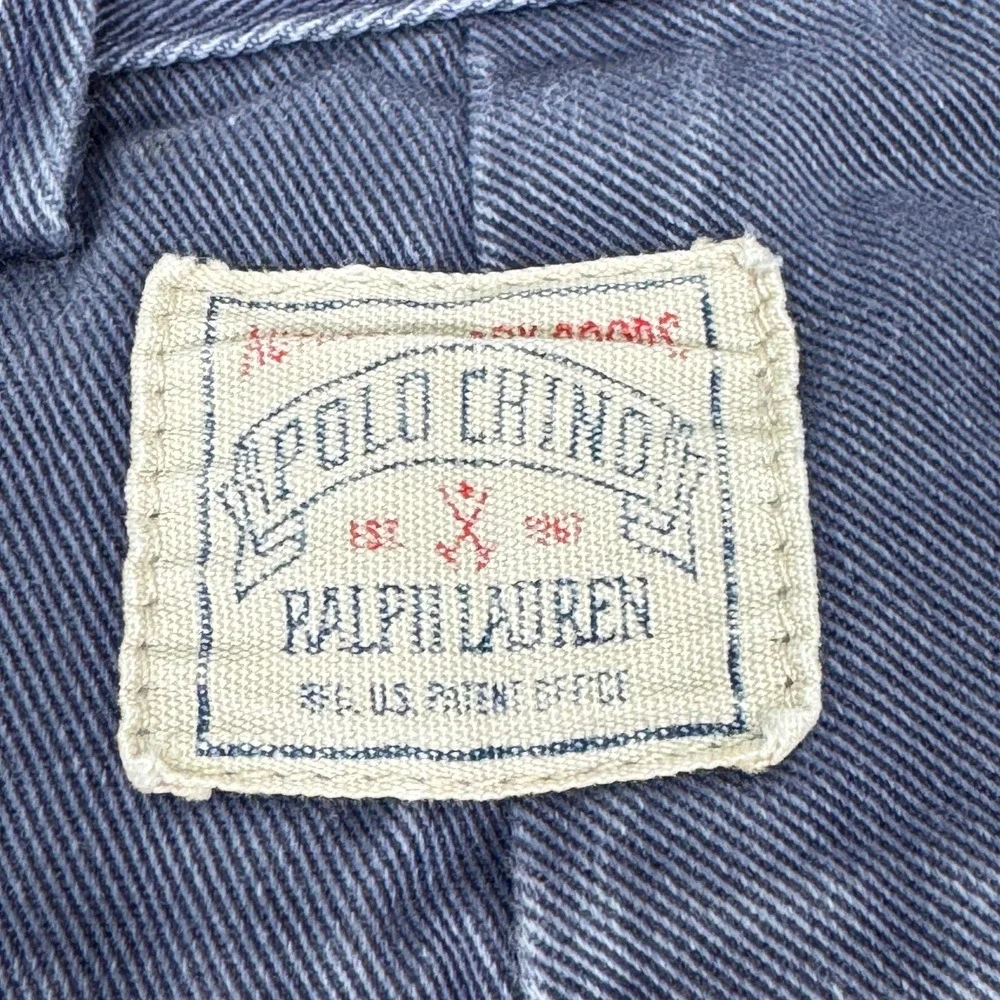 VTG Polo Ralph Lauren Chino Pants Mens 35x32 Navy Blue Faded Relaxed 90s USA